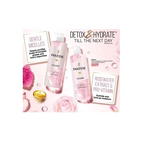 Pantene Micellar Condi Shampoo Rose Water Detox Hydrate 530ml Exp March2025 Shopee Malaysia