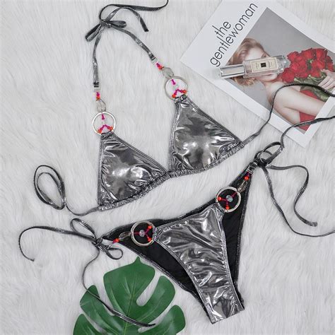 Silver Chain Piece Bikini Set Beach Bikini Beach Wear Etsy