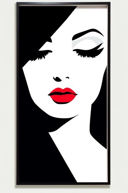 Premium Ai Image A Black And White Poster Of A Womans Face With Red Lips