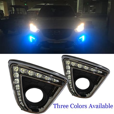 12V Led Car Drl Daytime Running Lights Fog Lamp Hole For Mazda Cx 5 Cx5