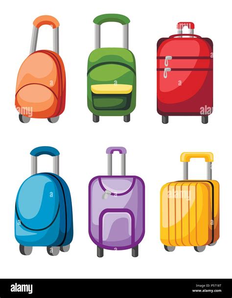 Collection Of Suitcase And Luggage Different Colorful Luggage Bag