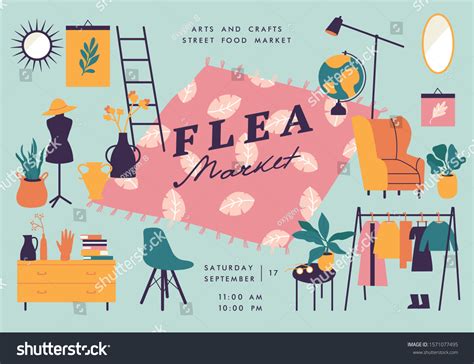 Vector Illustration Flea Market Poster Vintage Stock Vector (Royalty ...