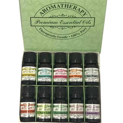 Essential Oil T Set Of 10 Aromatherapy Peppermint Eucalyptus