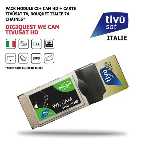 Pack Module CI We Cam Tivusat HD Carte Bouquet Tv Italien Digiquest