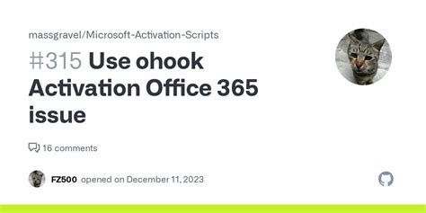 Use Ohook Activation Office 365 Issue · Issue 315 · Massgravel