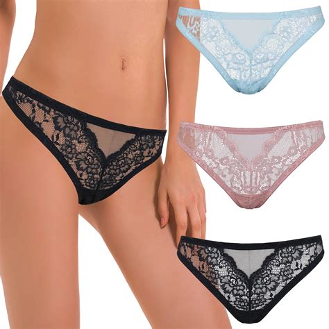 Curve Muse Womens Sexy Lace Thong Bikini G String Underwear Panties 3