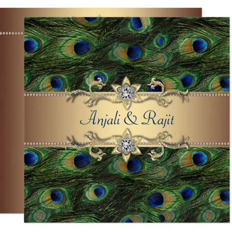 Peacock Wedding Invitations Customizable Peacock Invitations