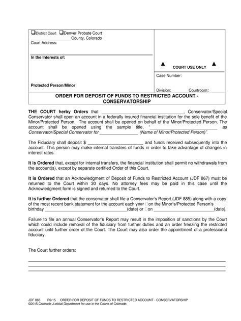 Jdf Deposit Funds Account Conservatorship Latest Fill Out Sign