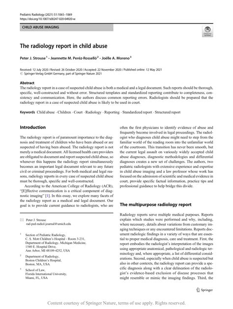 The Radiology Report In Child Abuse