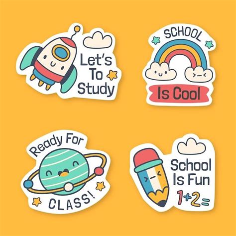 Free Vector Hand Drawn School Sticker Collection In School