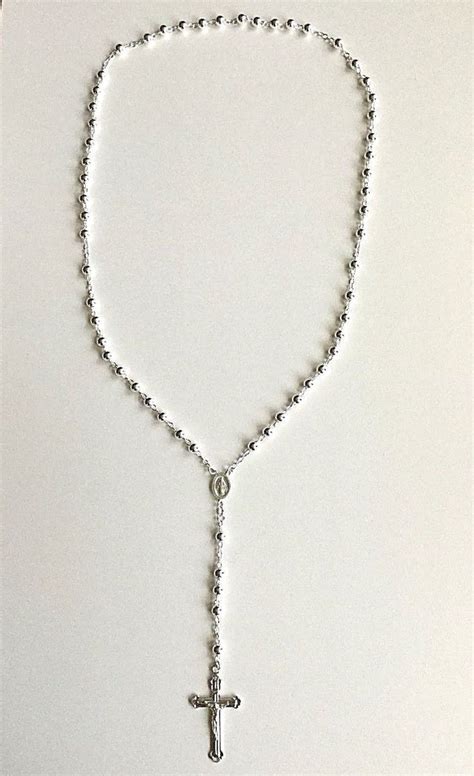 925 Sterling Silver Italian Rosary Necklace Protection And Good Luck 30