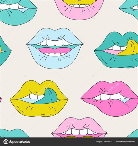 Comic Lips Background Pop Art Psychedelic Style Funky Open Mouth Stock