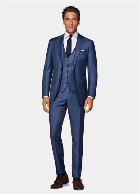 Mid Blue Three Piece Lazio Suit In Pure S150 S Wool SUITSUPPLY US