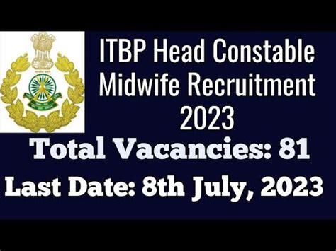 Itbp Head Constable Midwife Recruitment Apply Online Hc Midwife