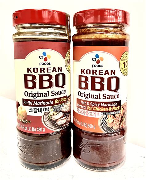 Korean Bbq Sauce Kalbi And Hot Spicy Chicken Pork Marinade Cj Foods Pack Of 2