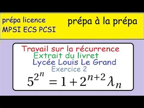 Llg Terminale Pr Pa La Mpsi R Currence Livret Louis Le Grand