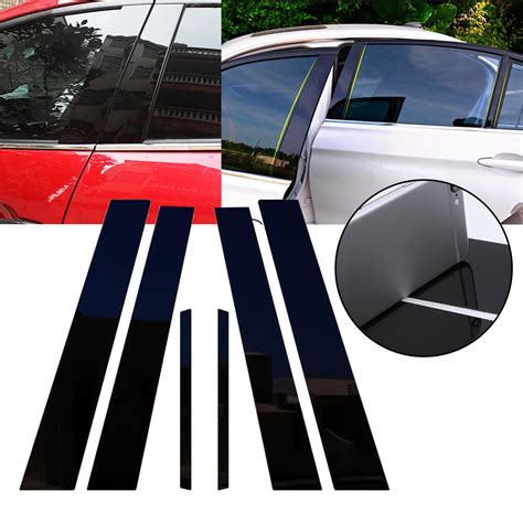 Xotic Tech 6pcs Glossy Black Car Door Window Pillar Post Cover Trim