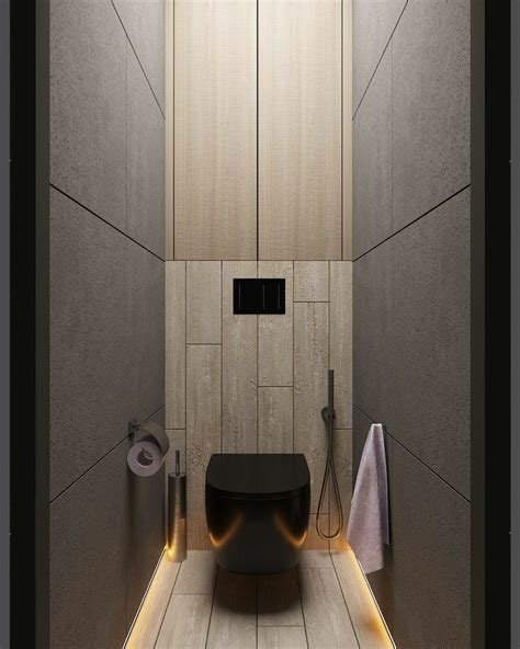 Modern Bathroom With Wood Paneling And Tile Walls