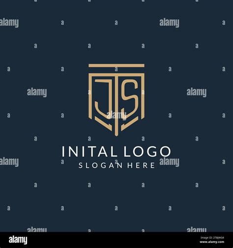 Initial Js Shield Logo Monoline Style Modern And Luxury Monogram Logo