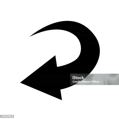 Sharp Curved Arrow Icon Vector Black Rounded Arrow Direction Pointer