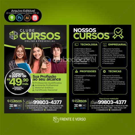 Cursos Panfleto Flyer Folder Clube Do Corel