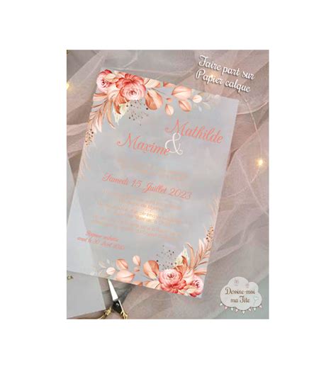 Faire Part De Mariage Papier Calque Papier Transparent Terracotta