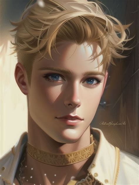 A Digital Painting Of A Man With Blonde Hair And Blue Eyes