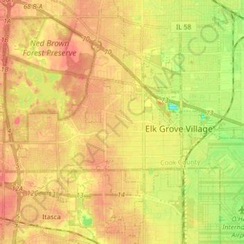 Elk Grove Village topographic map, elevation, relief