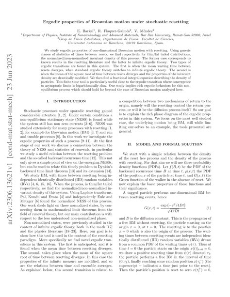 PDF Ergodic Properties Of Brownian Motion Under Stochastic Resetting