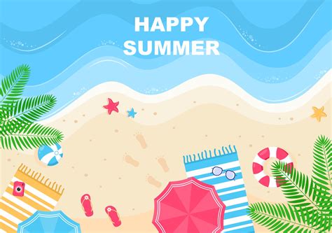 Happy Summer Time On Beach Illustration Vector Art At Vecteezy