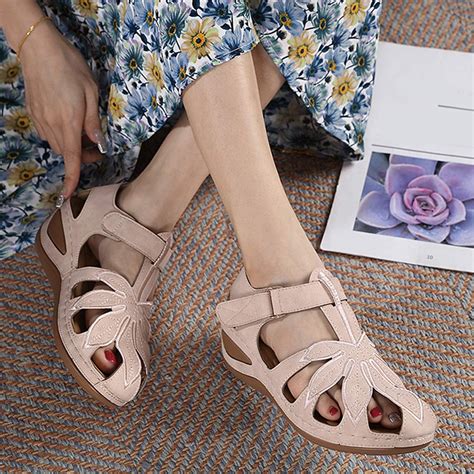 Pejock Summer Sandals Savings Clearance 2023 Closed Toe Platform Wedge Sandals For Women Women