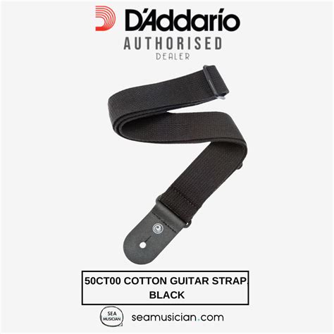 Daddario 50ct00 Cotton Guitar Strap Black Shopee Malaysia