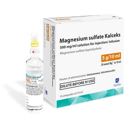 Eucogen Magnesium Sulfate Kalceks Mg Ml Solution For Injection