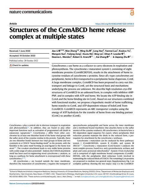 Pdf Structures Of The Ccmabcd Heme Release Complex At Multiple States