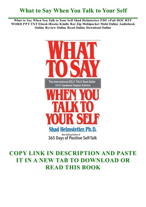DOWNLOAD Free PDF What to Say When You Talk to Your Self BY Shad