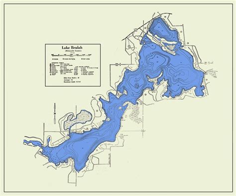 1970 Map Of Lake Beulah Walworth County Wisconsin Etsy