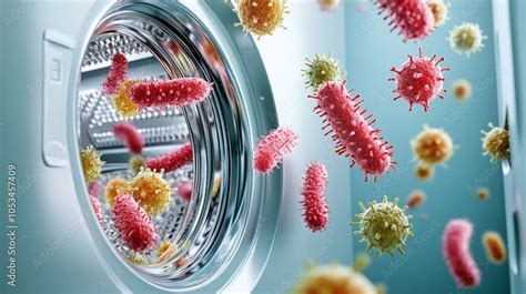 Inside View With Bacteria On Clothes 3d Bacteria Scattered On Damp