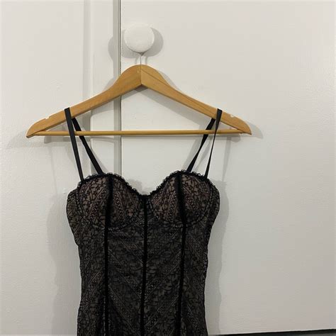 Vintage Black Sheer Lace Lingerie Corset Tank Top Gem