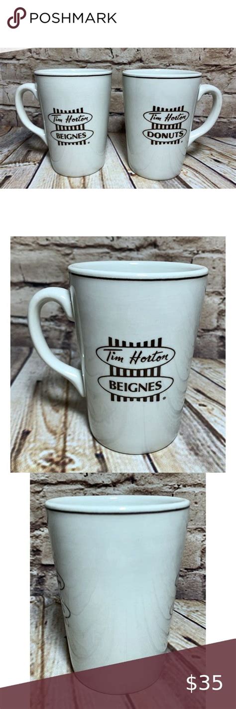 2 Vintage Tim Horton White Coffee Mug Cup Donuts And Beignes Steelite