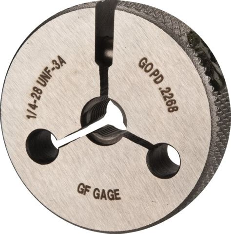 Gf Gage Threaded Ring Gage 1 4 28 Thread Unf Class 3a Go And No Go Msc Direct