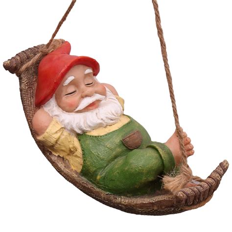 Teresa's Collections 7.3’’ Funny Garden Gnomes Outdoor Hanging Statue ...