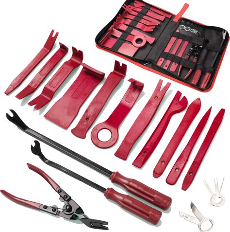 Poraxy 19pcs Trim Removal Tool Car Panel Door Audio Trim Removal Tool Kit Auto Clip