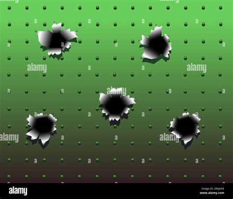 Vector Illustration Of Bullet Holes In Metal Stock Vector Image Art