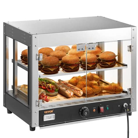 VEVOR Commercial Food Warmer Display, 2 Tiers, 800W Pizza Warmer with