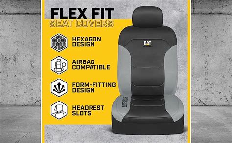 Caterpillar Flexfit Automotive Seat Covers For Cars Trucks And Suvs Set Of 2