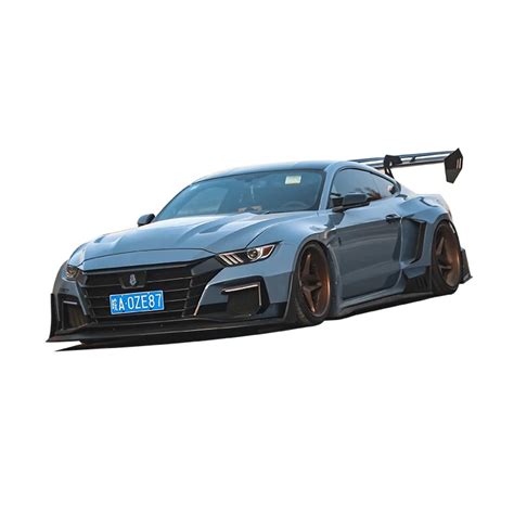 Wide Body Kit For Ford Mustang Front Bumper Side Skirts Hood Gt Spoiler