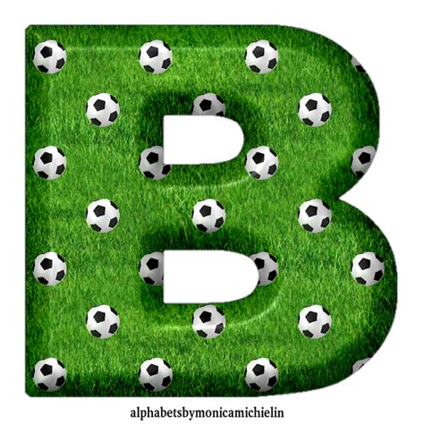 The Letter B Is Made Up Of Soccer Balls On Green Grass And Has Been