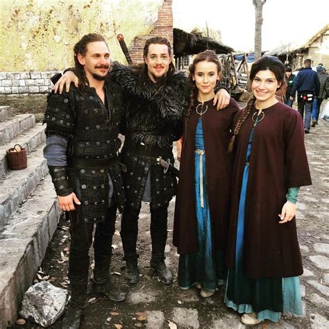 Alexander Dreymon As Uhtred And Peri Baumeister As Gisela With Their Stand Ins In The Last