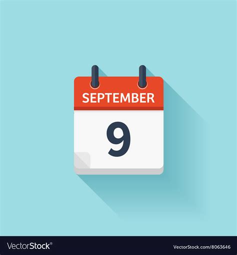 september  flat daily calendar icon royalty  vector