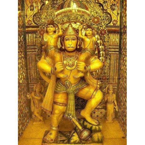 Golden Gold Plated Hindu 4 Feet Marble Ram Laxman Hanuman Statue For